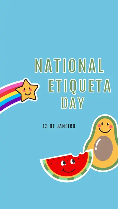 Feliz Dia Nacional do Adesivo blue whimsical-color-block