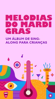 Melodias do Mardi Gras para crianças pink whimsical,fun,illustration,geometric,graphic,bright