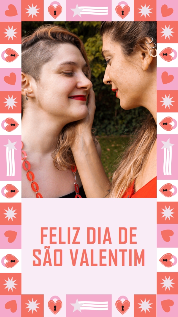 Feliz Dia de São Valentim pink maximalist,fun,frame,photo,pattern,shapes