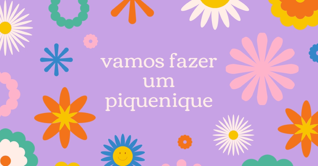 Vamos fazer um piquenique. purple retro,playful,graphic,floral,bright