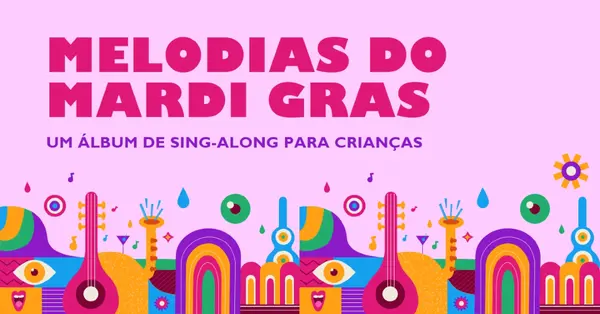 Melodias do Mardi Gras para crianças pink whimsical,fun,illustration,geometric,graphic,bright