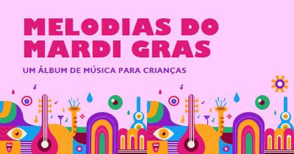 Melodias do Mardi Gras para crianças pink whimsical,fun,illustration,geometric,graphic,bright