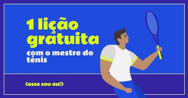 Lição gratuita com mestre do tênis blue vibrant,bold,block,frame,graphic,bright