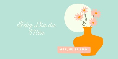 Mãe, eu te amo. blue whimsical-line