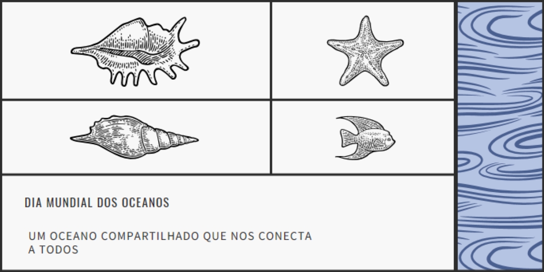 Feliz Dia dos Oceanos do Mundo white vintage-retro