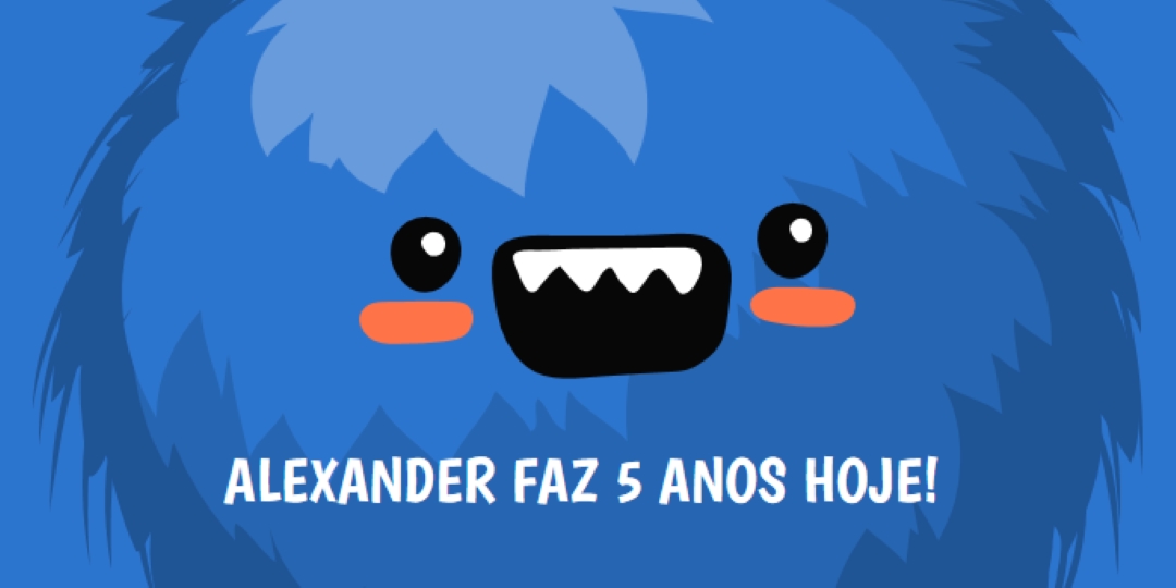 O monstrinho está fazendo cinco anos. blue whimsical-color-block