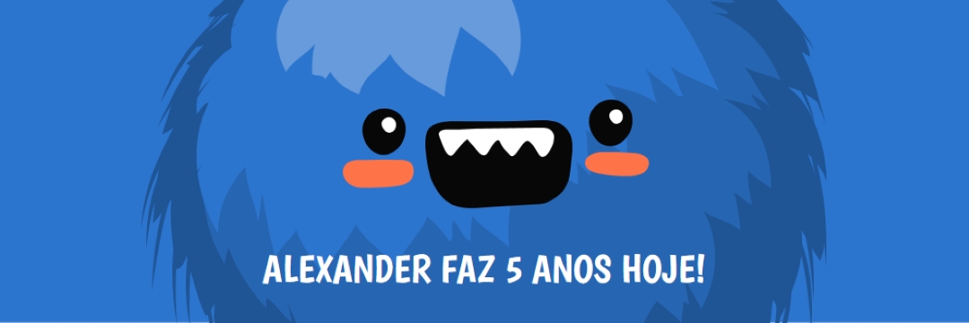 O pequeno monstro está a fazer cinco anos. blue whimsical-color-block