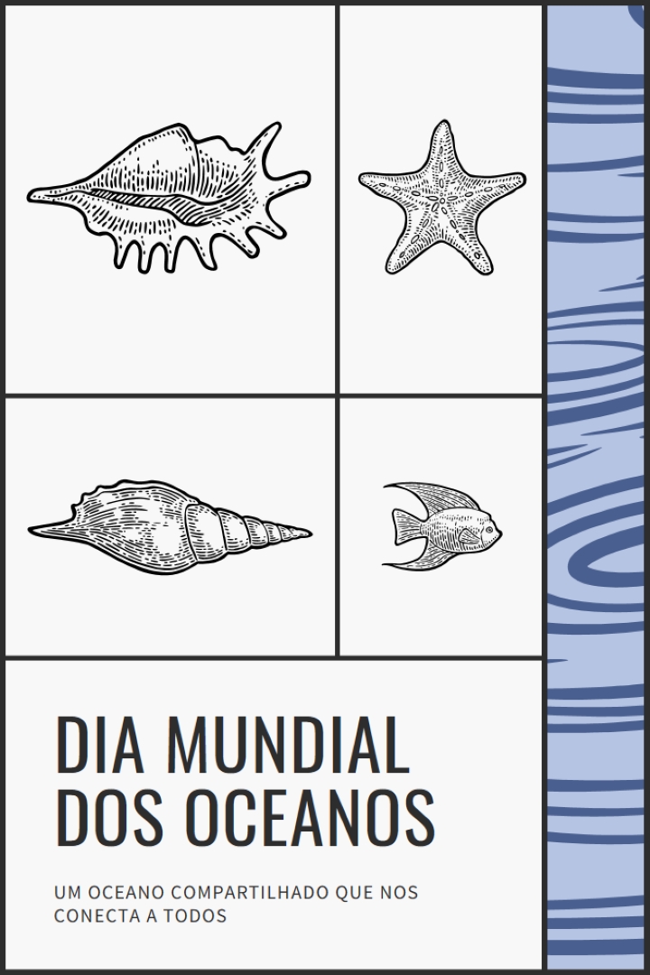 Feliz Dia dos Oceanos do Mundo white vintage-retro