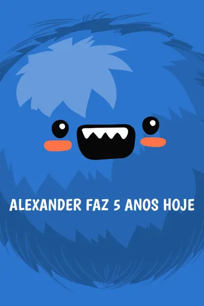 O monstrinho está fazendo cinco anos. blue whimsical-color-block