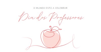 Dia do Professor red whimsical-line