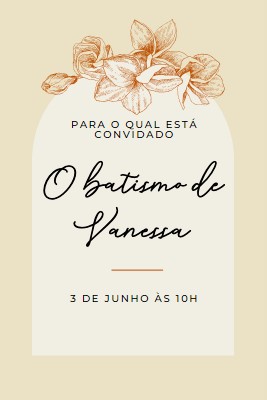 Convite para o batismo yellow vintage-botanical