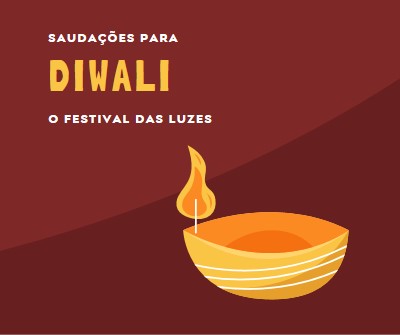 Saudações para Diwali red whimsical-color-block