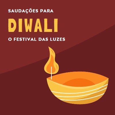 Saudações para Diwali red whimsical-color-block