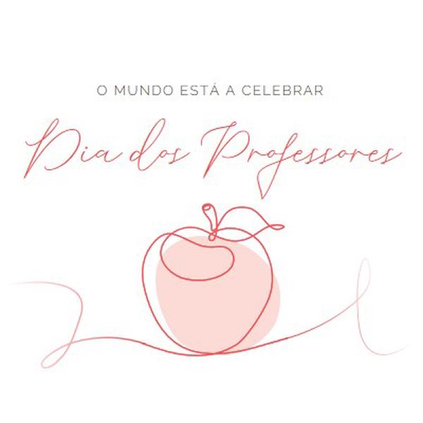 Dia do Professor red whimsical-line