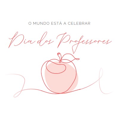 Dia do Professor red whimsical-line