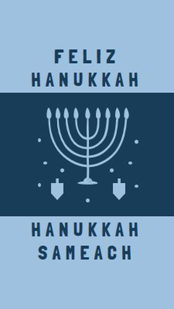 Bênçãos de Hanukkah blue modern-simple