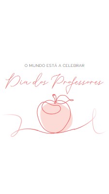 Dia do Professor red whimsical-line