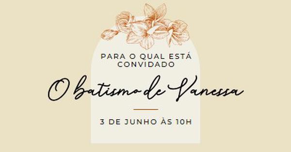 Convite para o batismo yellow vintage-botanical