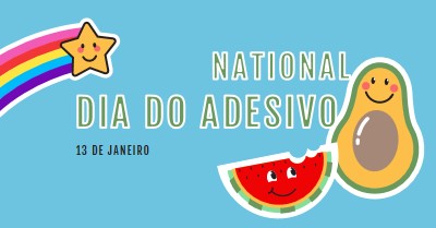 Feliz Dia Nacional do Adesivo blue whimsical-color-block