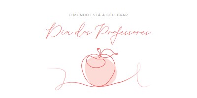 Dia do Professor red whimsical-line