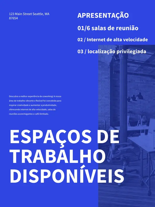 Cartaz imobiliário moderno simples blue simple,monochromatic,asymmetric