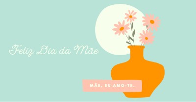 Mãe, eu amo-te blue whimsical-line