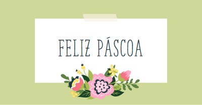 Flores de Páscoa green whimsical-line