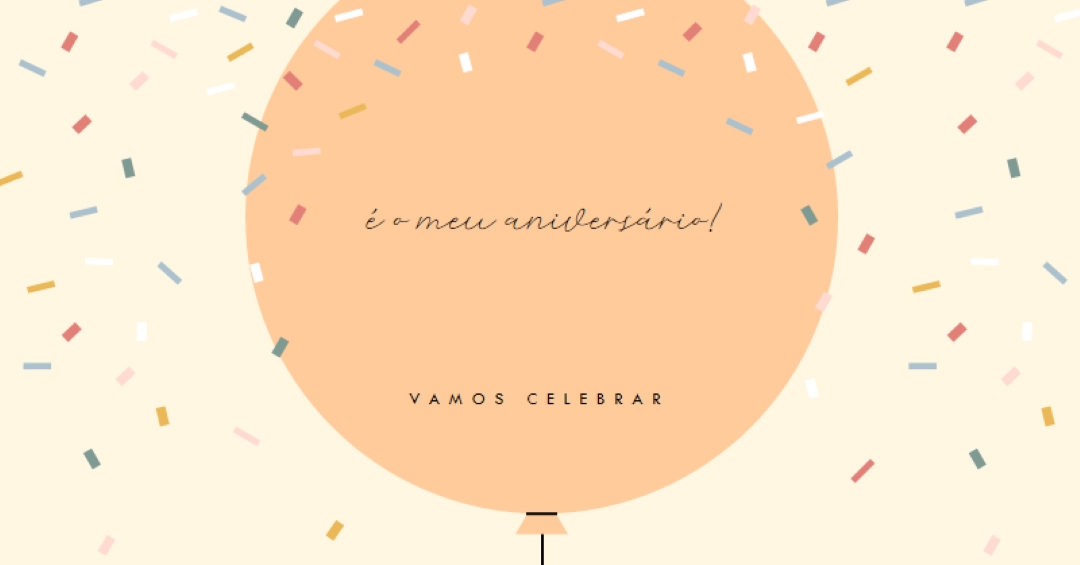 Vamos celebrar o meu aniversário yellow whimsical-line
