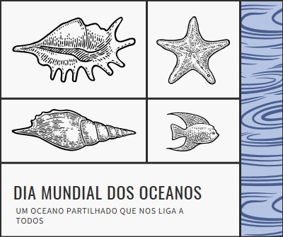 Feliz Dia dos Oceanos do Mundo white vintage-retro