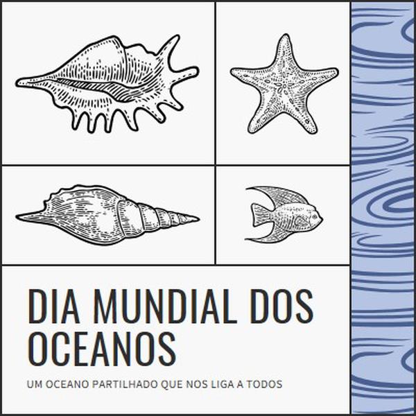 Feliz Dia dos Oceanos do Mundo white vintage-retro