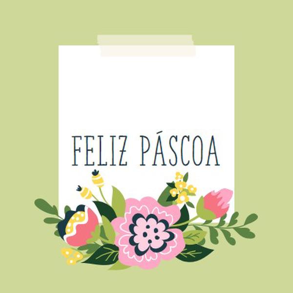 Flores de Páscoa green whimsical-line