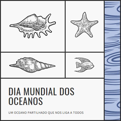 Feliz Dia dos Oceanos do Mundo white vintage-retro