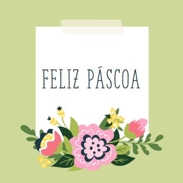 Flores de Páscoa green whimsical-line