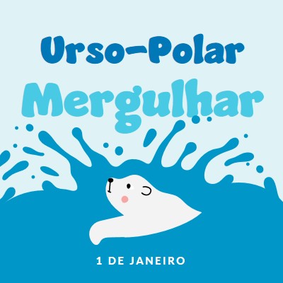 Feliz Dia do Mergulho do Urso Polar blue whimsical-color-block