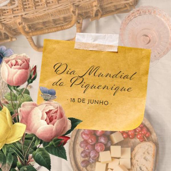 Dia Mundial do Piquenique yellow vintage-botanical