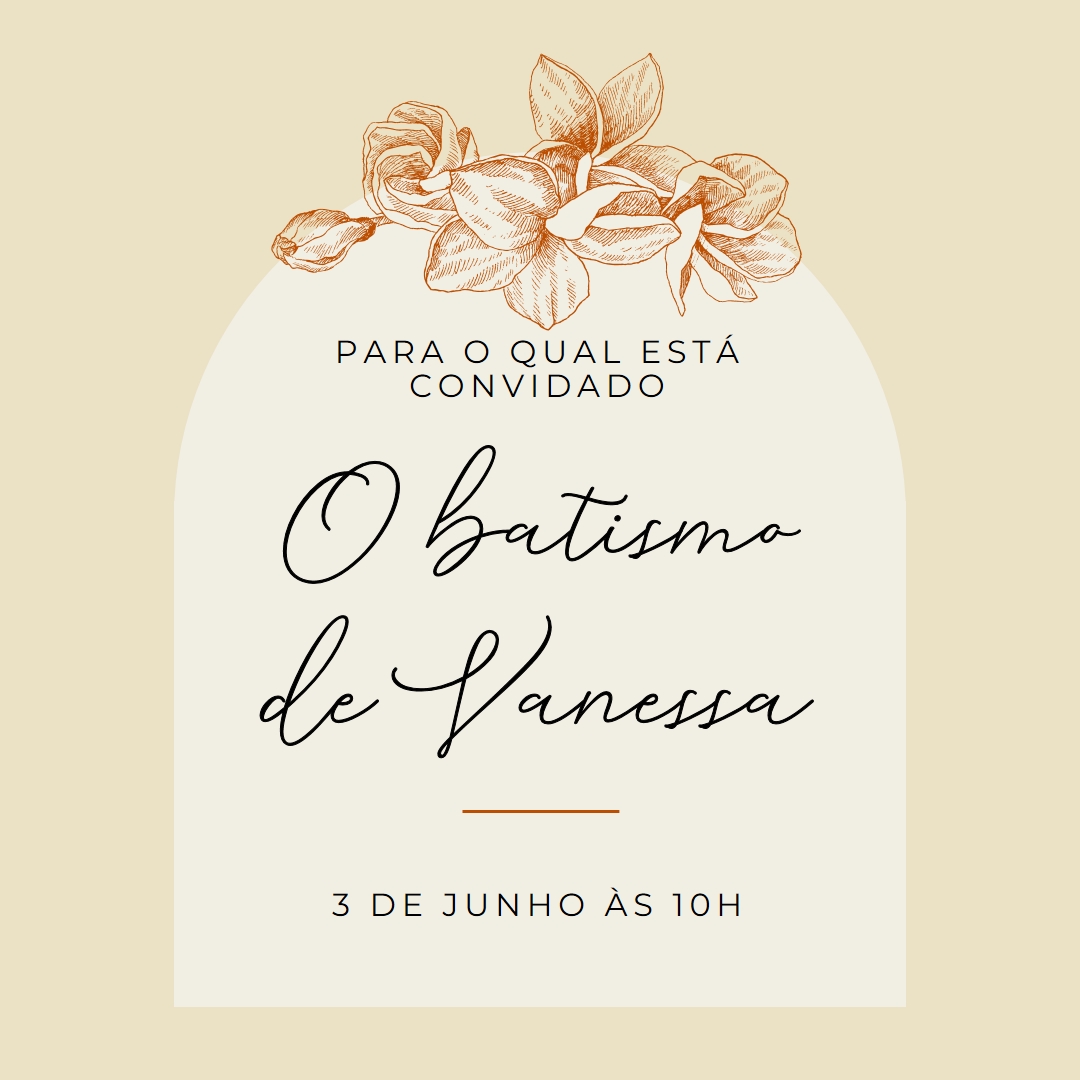 Convite para o batismo yellow vintage-botanical