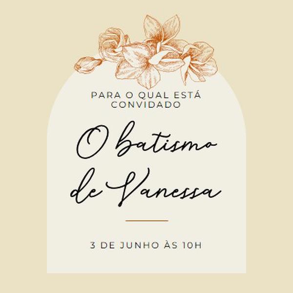 Convite para o batismo yellow vintage-botanical