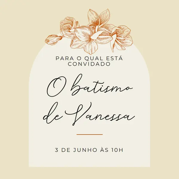 Convite para o batismo yellow vintage-botanical