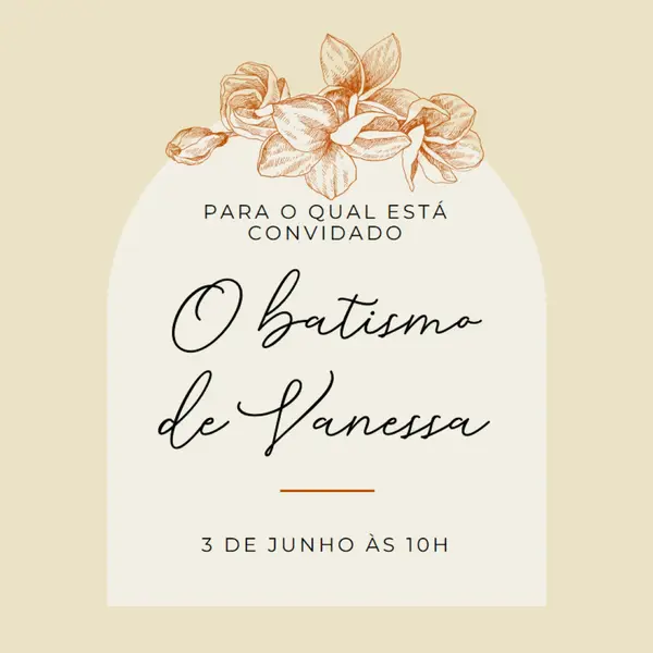Convite para o batismo yellow vintage-botanical