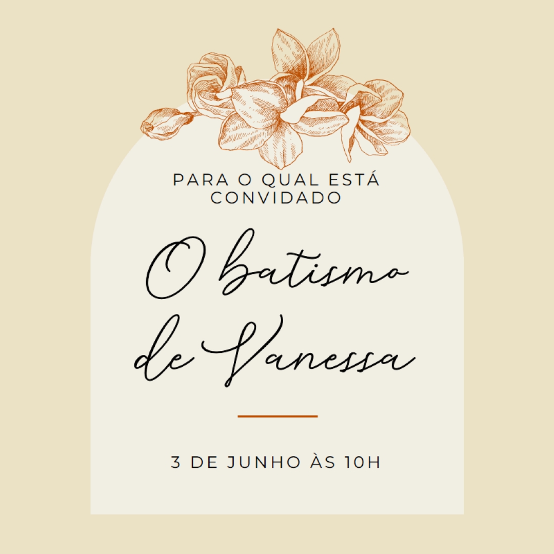 Convite para o batismo yellow vintage-botanical