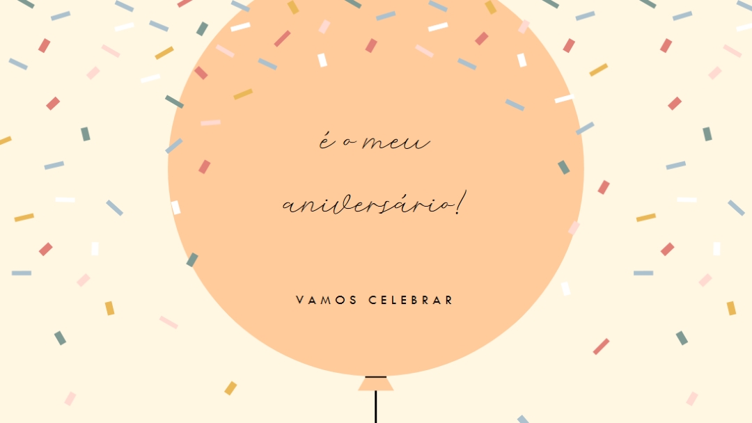 Vamos celebrar o meu aniversário yellow whimsical-line