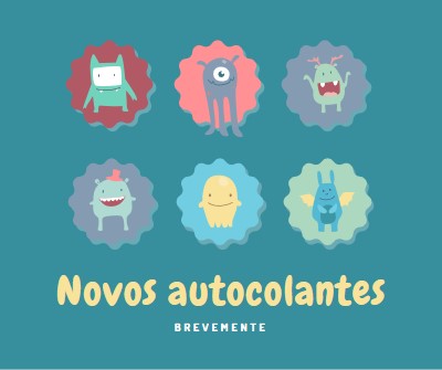 Novos autocolantes disponíveis em breve blue whimsical-color-block