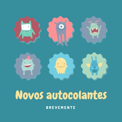 Novos autocolantes disponíveis em breve blue whimsical-color-block