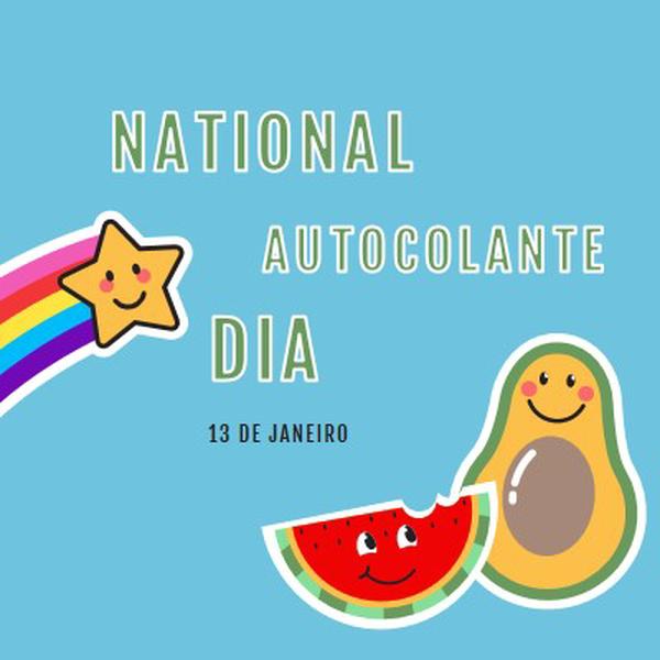 Feliz Dia Nacional do Autocolante blue whimsical-color-block