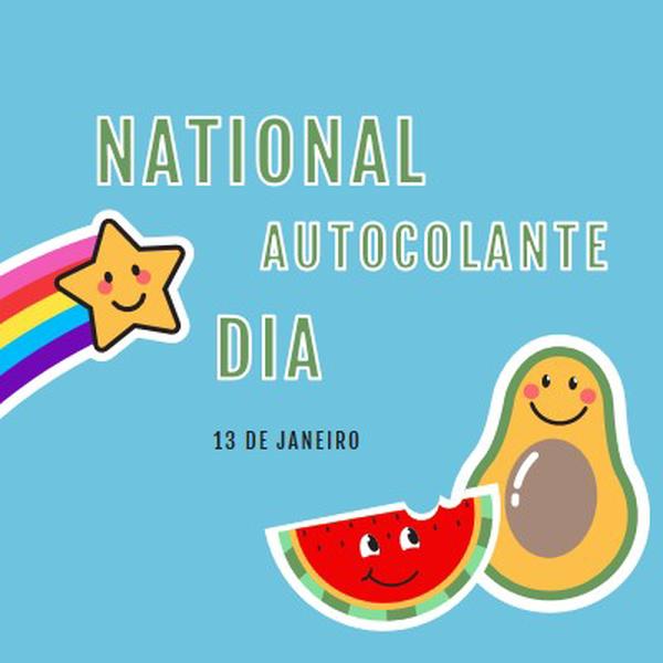 Feliz Dia Nacional do Autocolante blue whimsical-color-block