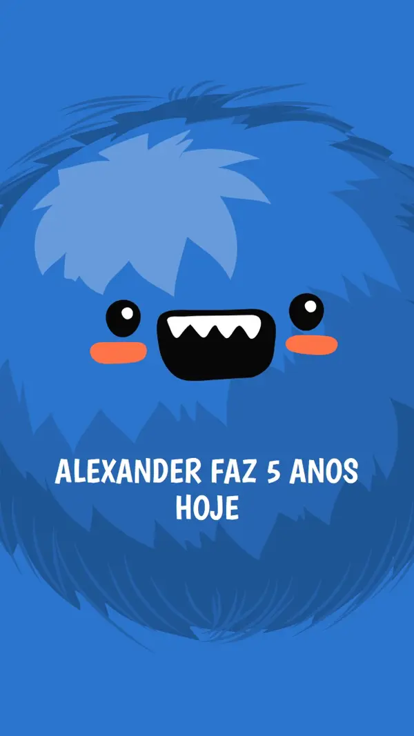 O pequeno monstro está a fazer cinco anos. blue whimsical-color-block