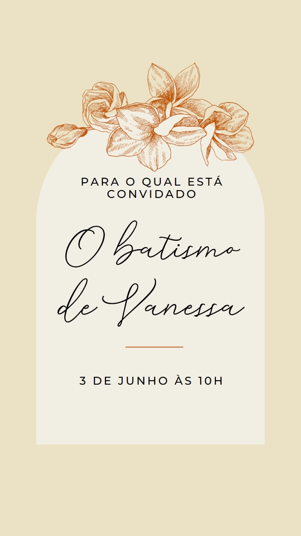 Convite para o batismo yellow vintage-botanical