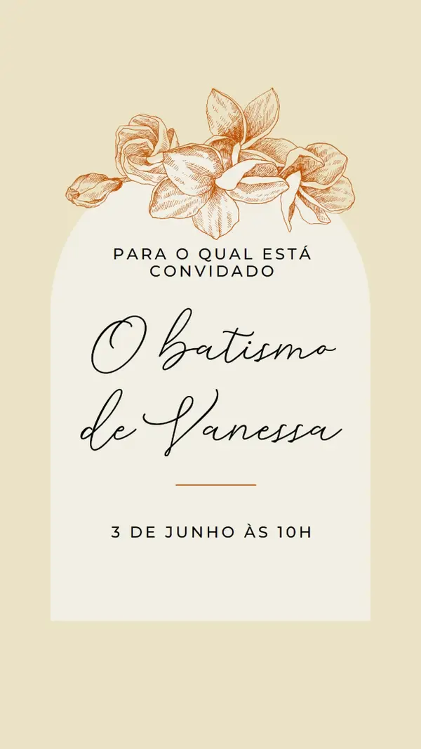 Convite para o batismo yellow vintage-botanical