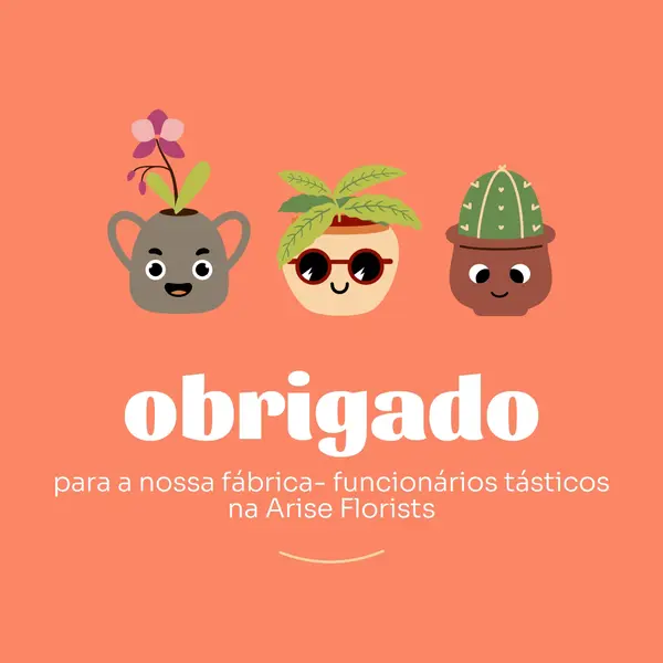 Cartão de agradecimento para os funcionários orange bright,simple,plants,cute,fun,graphic