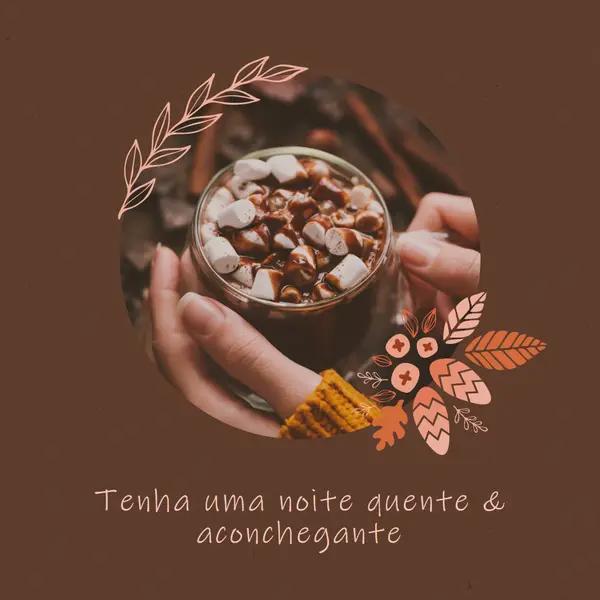Uma noite quente e acolhedora brown modern,simple,frame,botanical,handwriting,